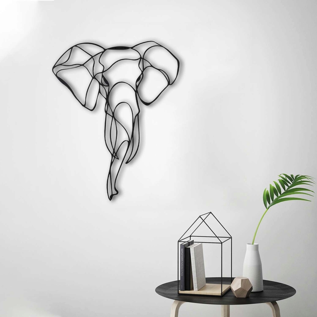 Decoratiune de perete, Elephant 2, Dimensiune: 52 x 41 cm, Negru - imagine 5